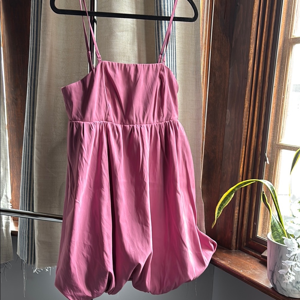 Pink Bubble Hem Jumpsuit with Empire Waist